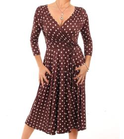 Brown and Ivory Spot Fit & Flare Dress