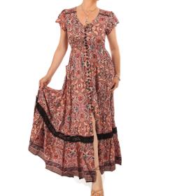 Paisley Print Button Through Maxi Dress