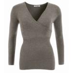 Grey V Neck Clingy Jumper