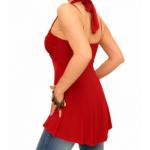 Red Strappy Halter Neck Tunic Top