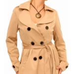 Beige Three Quarter Length Mac Coat