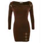 Brown off the Shoulder Buckle Jumper