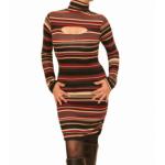 Red and Black Fine Knit Jumper Dress