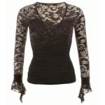 Black Lace Bell Cuff Clingy Top