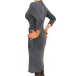 Grey Ribbed Knitted Wrap Dress