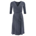 Grey Ribbed Knitted Wrap Dress