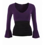 Purple V Neck Bell Sleeve Top