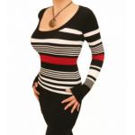 Black Striped Scoop Neck Jumper