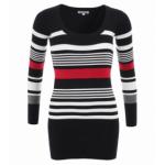 Black Striped Scoop Neck Jumper