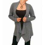 Grey Ribbed Waterfall Cardigan