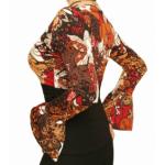 Red and Brown Print Bell Sleeve top