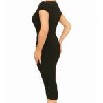 Black Ruched Mock Wrap Dress