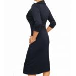 Navy Blue Biker Style Zip up A Line Dress