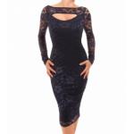 Navy Blue Lace Keyhole Dress