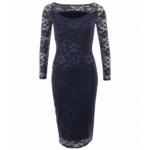 Navy Blue Lace Keyhole Dress