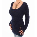 Navy Blue Chunky Knit Scoop Neck Jumper