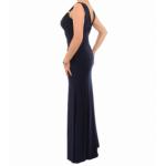 Navy Blue Crystal Diamante Maxi Dress