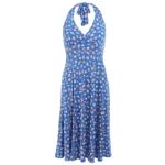 Blue Daisy Print Floral Halter Neck Dress