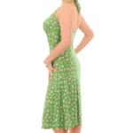 Green Daisy Print Halter Neck Dress