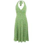 Green Daisy Print Halter Neck Dress