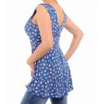 Blue Daisy Print V Neck Floaty Top