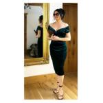 Emerald Green Velour Bardot Dress