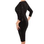 Black Velour Sequin Knee Length Dress