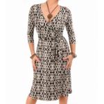 Black and Ivory Printed Wrap Dress