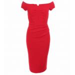 Red Bardot Style Notch Dress