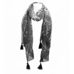 Black and White Printed Tassel Scarf / Sarong