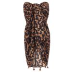 Black and Brown Animal Print Tassel Scarf / Sarong