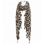 Black and Cream Animal Print Tassel Scarf / Sarong