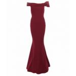 Wine Bardot Fish Tail Maxi Dress - Tall