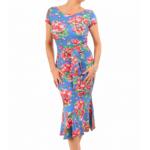 Blue Floral Flippy Hem Dress