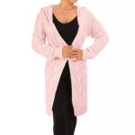 Soft Pink Cable Knit Hooded Cardigan