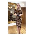 Animal Print Belted Pencil Dress