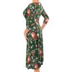 Green Floral Fit & Flare Tie Detail Dress