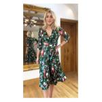 Green Floral Fit & Flare Tie Detail Dress