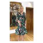 Green Floral Fit & Flare Tie Detail Dress