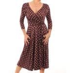 Brown and Ivory Spot Fit & Flare Dress