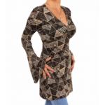 Geometric Print Bell Sleeve Tunic Top