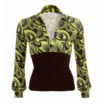 Green Retro Printed Corset Top