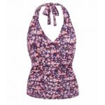 Purple Ditsy Print Halter Neck Top