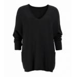 Black Oversized V Neck Jumper