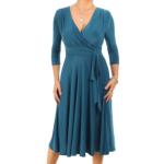 Teal Fit & Flare Tie Detail Dress