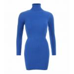 Royal Blue Ribbed Polo Neck Long Jumper