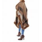 Camel Faux Fur Trim Cape