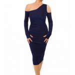 Royal Blue Sparkly Lurex Cold Shoulder Dress