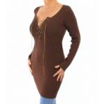 Brown Lace up Ribbed Jumper