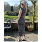 Black and White Ditsy Print Midi Dress